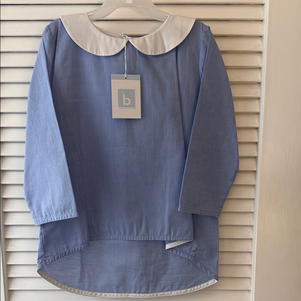 Bella Bliss Blue Blouse with White Collar - New with Tags!